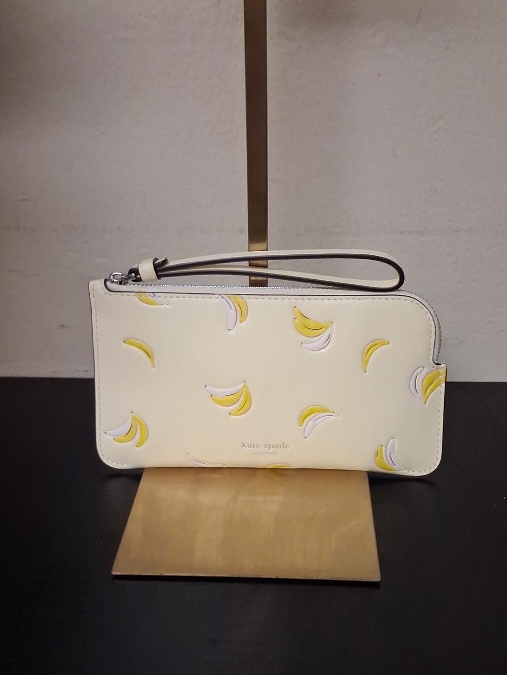 kate spade Cream Banana Print Zip Wristlet